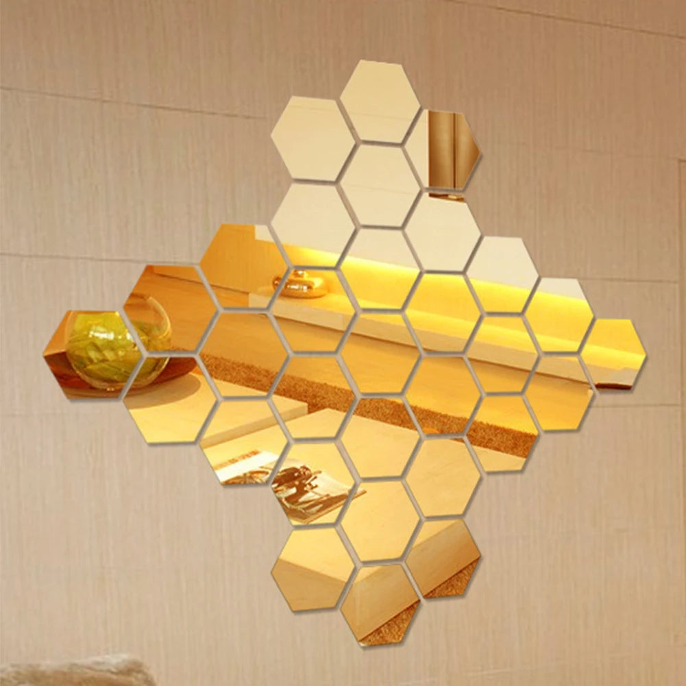 Hexagon-Spiegel Wandsticker – Stilvolle DIY-Wanddekoration für Zuhause