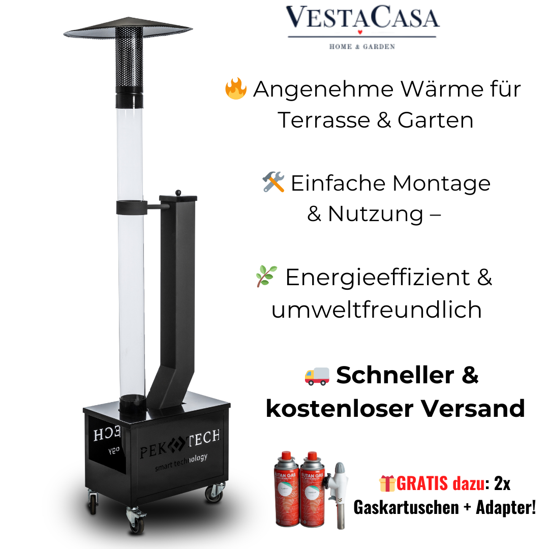 🔥 Pektech Pelora Black – Eleganter Pellet-Heizpilz für Garten, Terrasse & Outdoor-Events