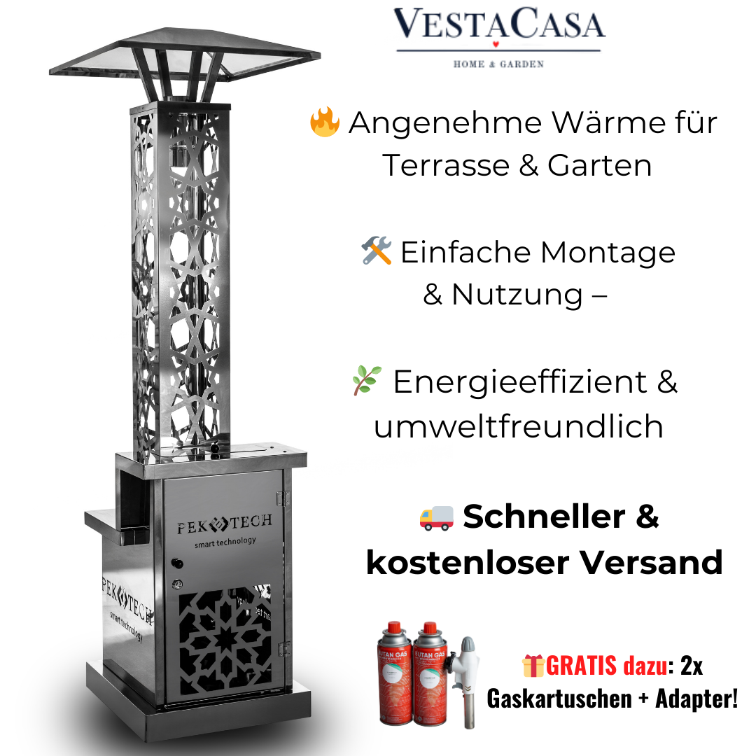 🔥 Pektech Peluxe Chrom – Exklusiver Pellet-Heizpilz in Vollchrom für Garten & Events