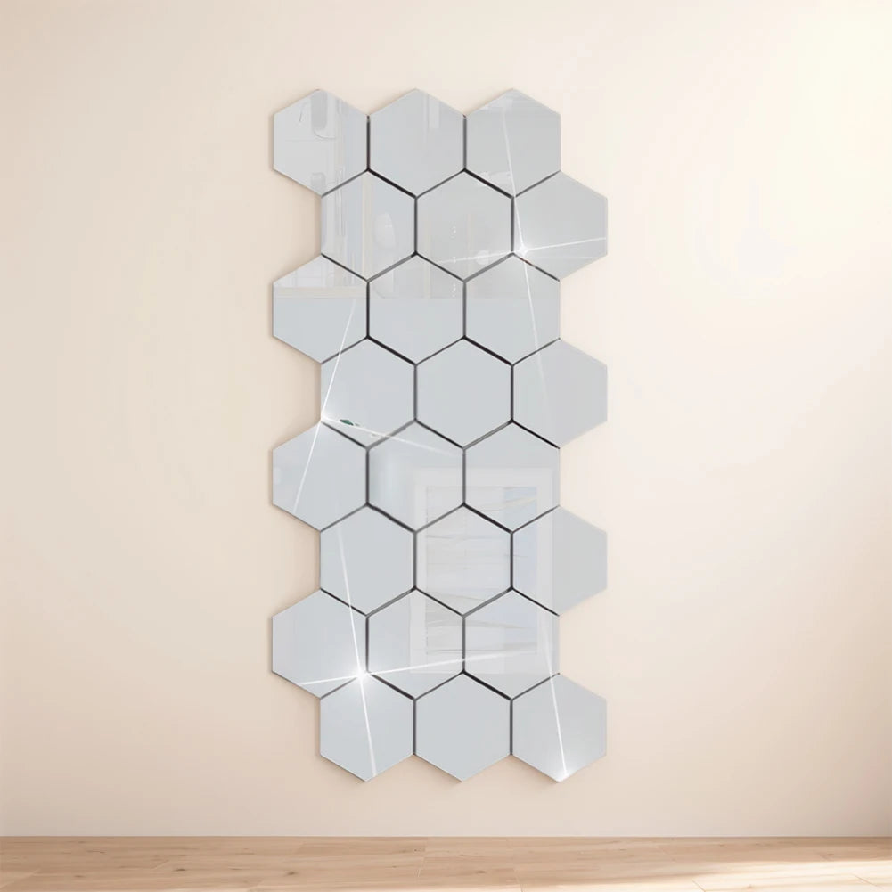 Selbstklebende 3D Spiegel-Wandsticker – Wasserdichte Hexagon-Deko für Wohnzimmer