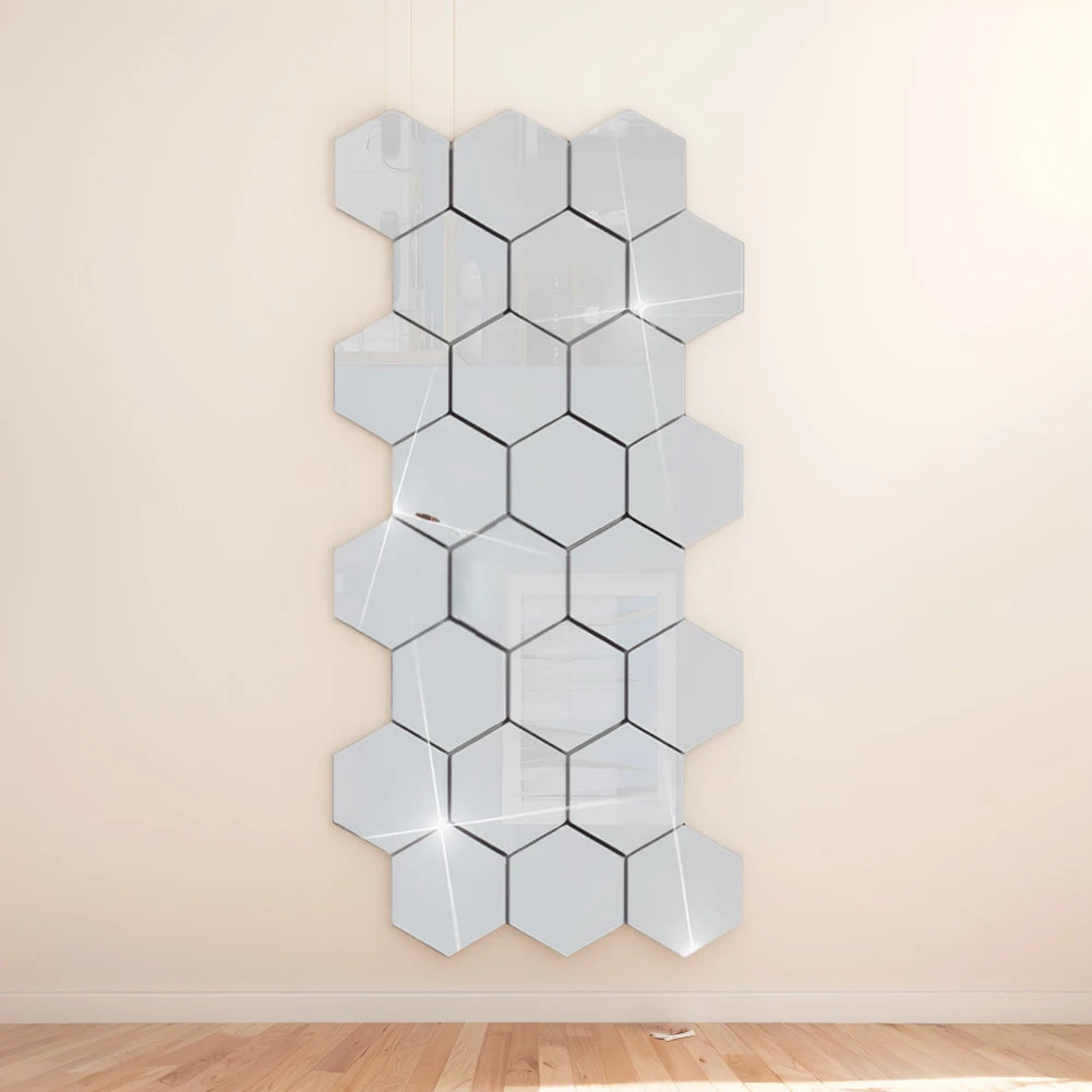 Moderne Hexagon-Spiegel-Sticker – Kreative Wanddekoration für Wohnräume & Flur